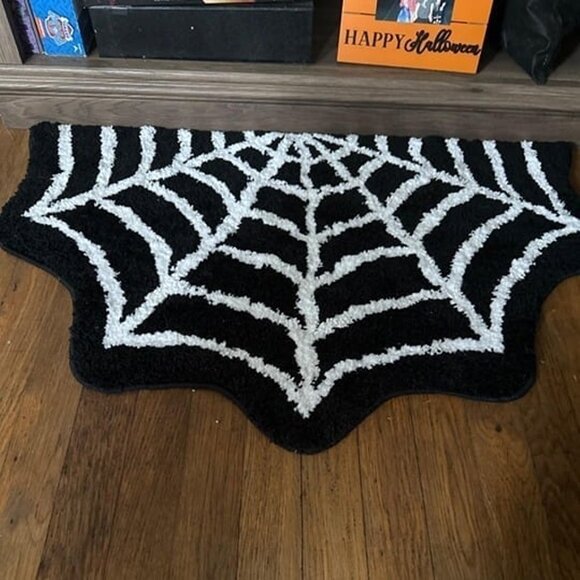 NEW Spider Web Bath Mat - Halloween Rug Bathroom Decor Gothic Home , 32" x 20" - Picture 9 of 9